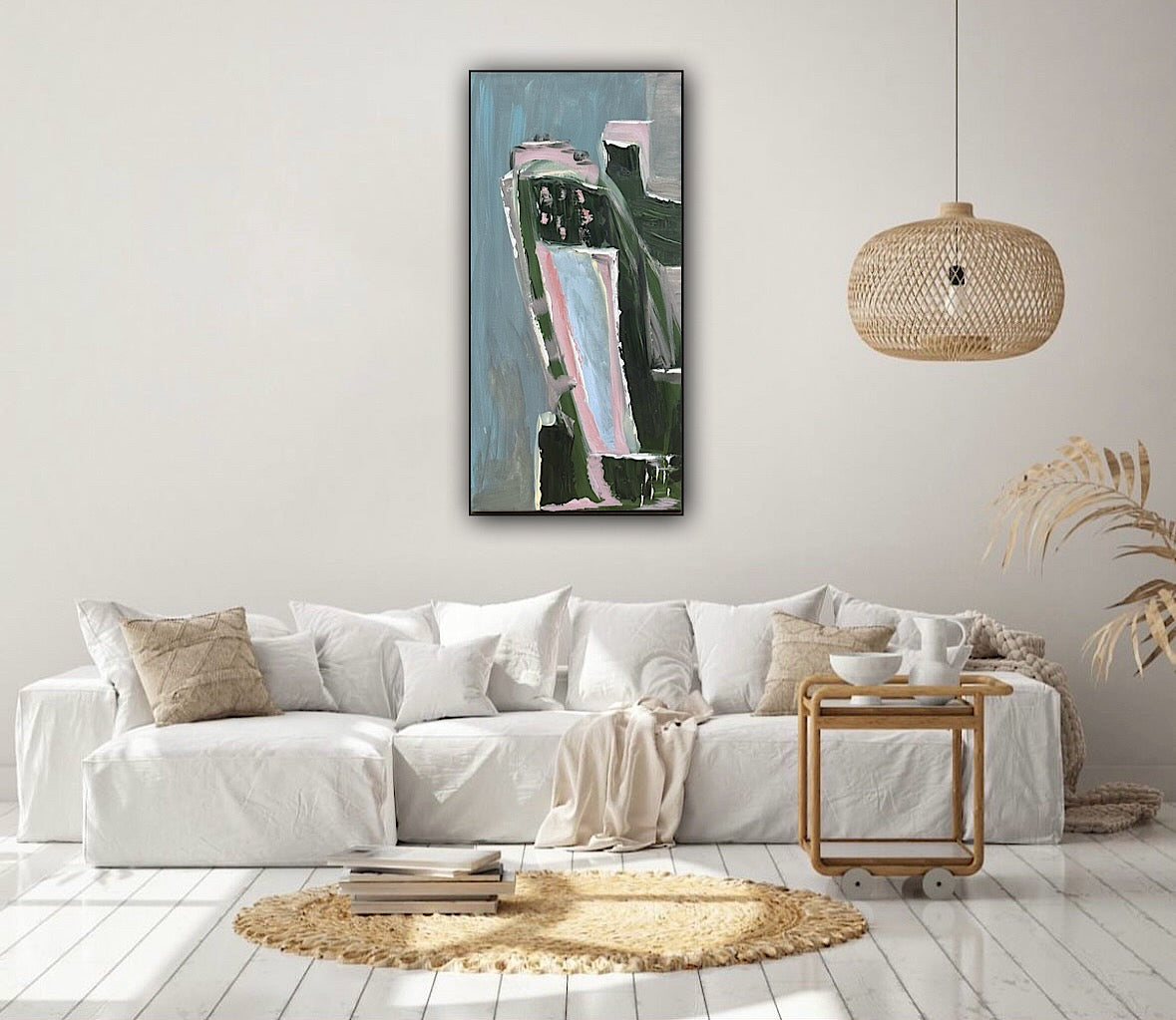 Oka Contemporary Abstract Original Oil Painting 30cm x 60cm textured House on a Hill