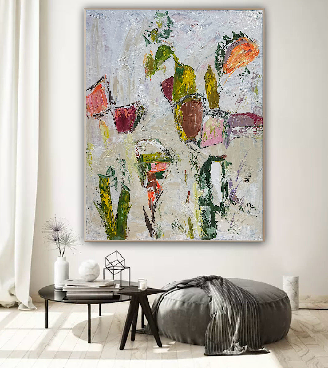 Oka Style Abstract contemporary Oil Painting On Canvas 80 x 100cm Orcia flowers