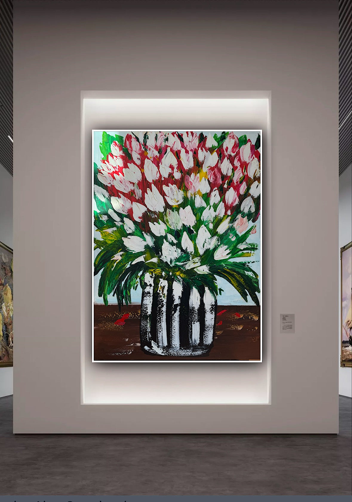 Large Abstract Original Oil Painting On 100x80cm canvas Flowers White Tulips III