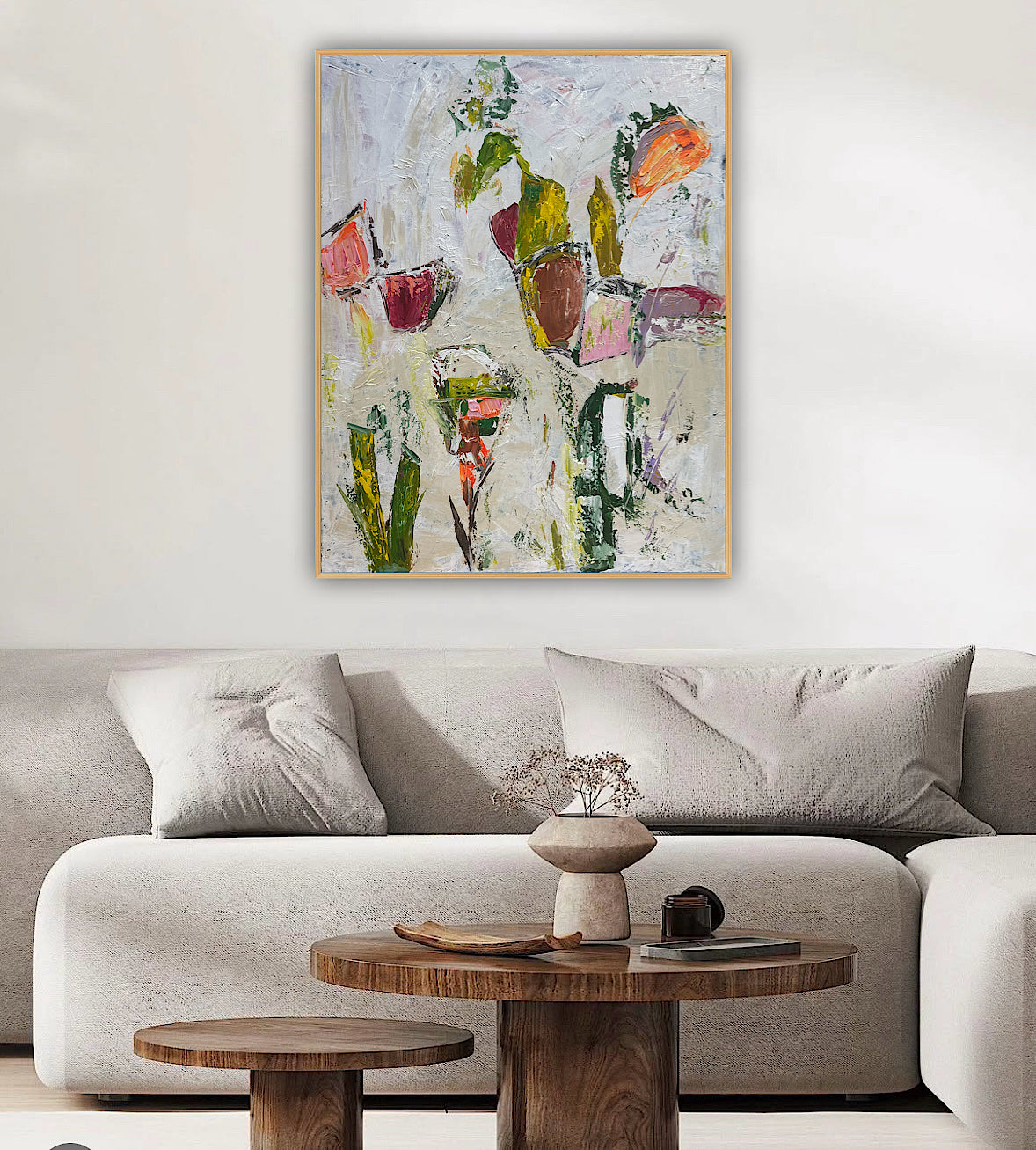 Oka Style Abstract contemporary Oil Painting On Canvas 80 x 100cm Orcia flowers