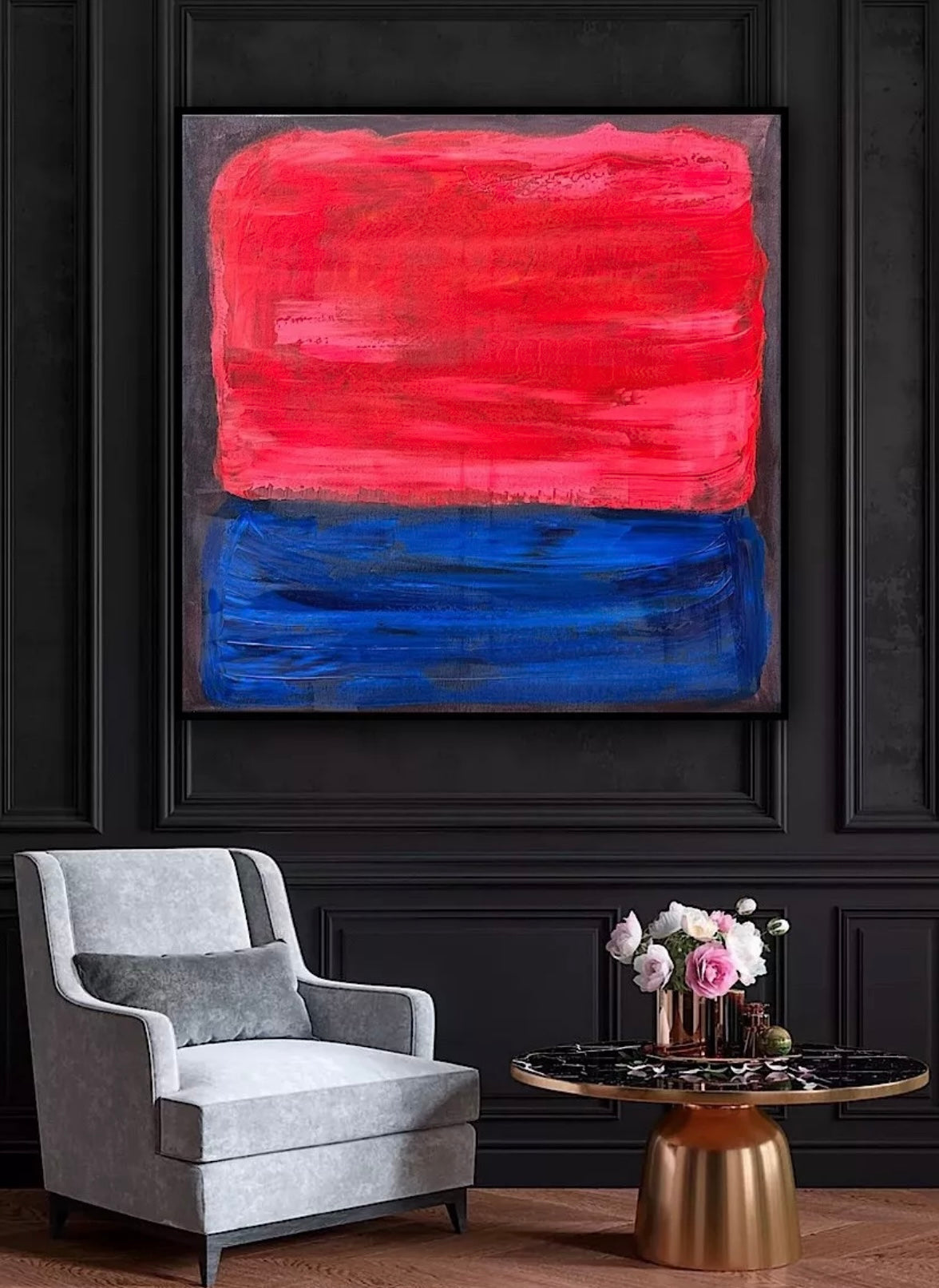 Oka Rothko Design Contemporary Abstract Original Oil Painting On 80x80cm Canvas Indigo