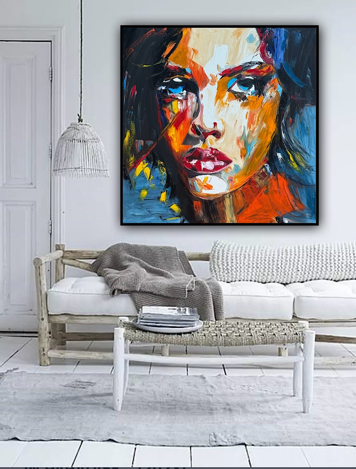 Richter Style Abstract Original Oil Painting On 100 x 100cm canvas Serenity in her eyes portrait