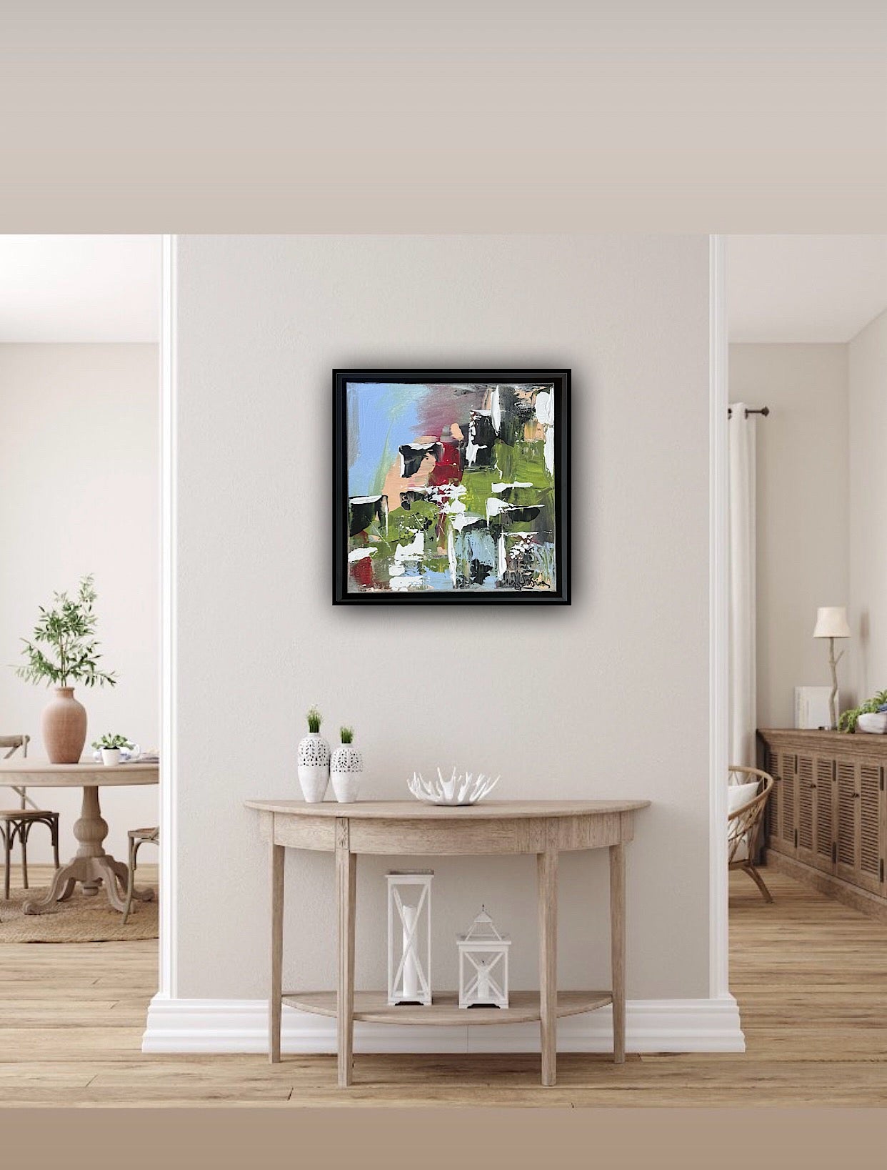 Framed Original Contemporary Abstract Oil Painting On Canvas 24 x 24cm ‘rome’