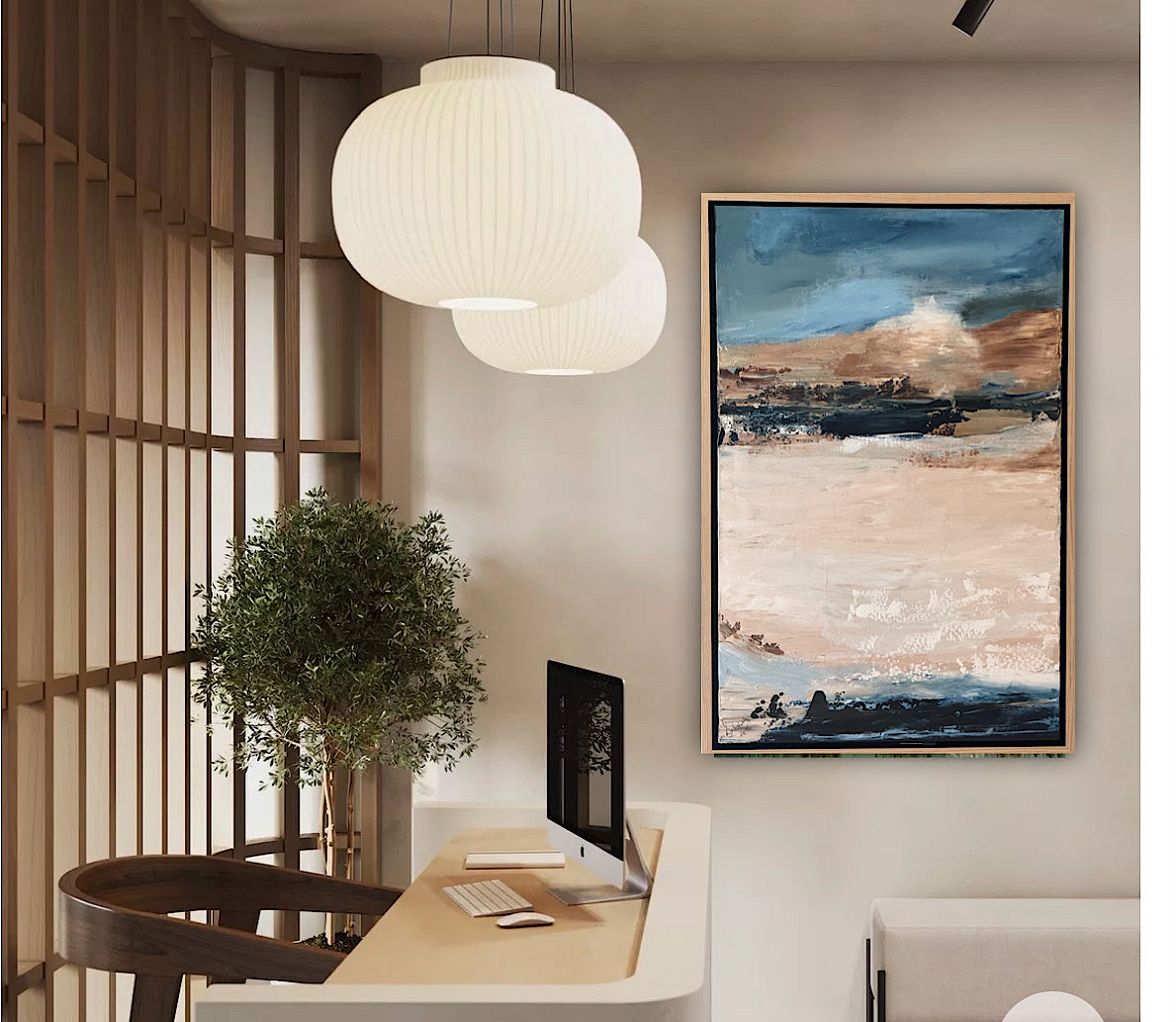 Framed Original Abstract contemporary Oil Painting On Canvas 83x56cm Amalfi Coast Oka