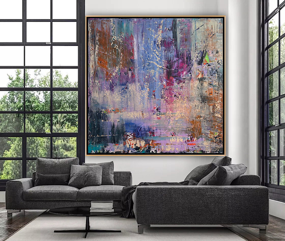 Contemporary Style Abstract Original Oil Painting on 90x90cm Canvas Palimpsest