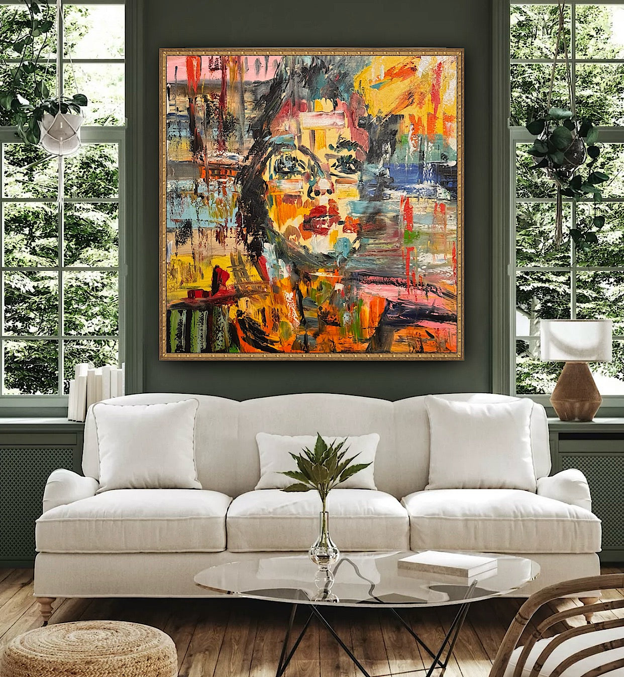Contemporary Abstract Original Oil Painting On Canvas 80x80cm Graffiti Art Woman’s portrait