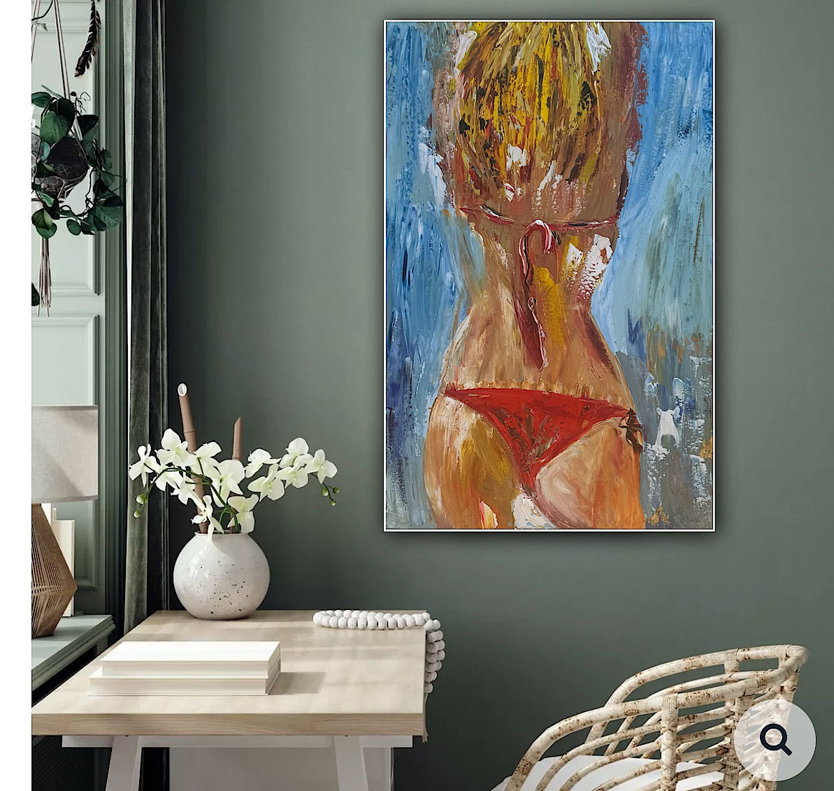Contemporary Abstract Original Oil Painting On 90 x 60cm Canvas Girl in Red Bikini Nude collection