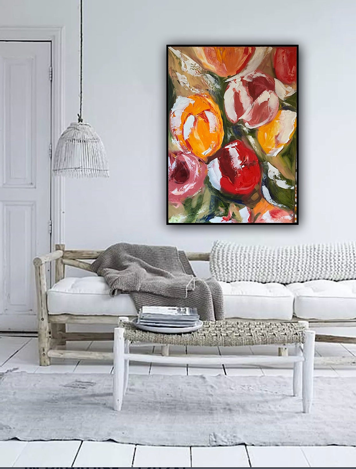 Renoir Style Original Floral Abstract Oil Painting On 70x50cm Canvas Tulips study