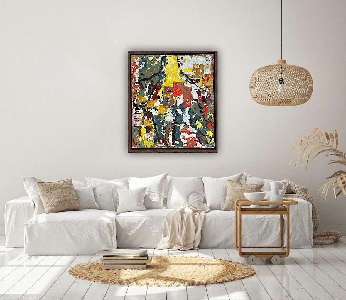 Framed Original Abstract contemporary Oil Painting On Canvas 47x53cm Summer in Venice Oka