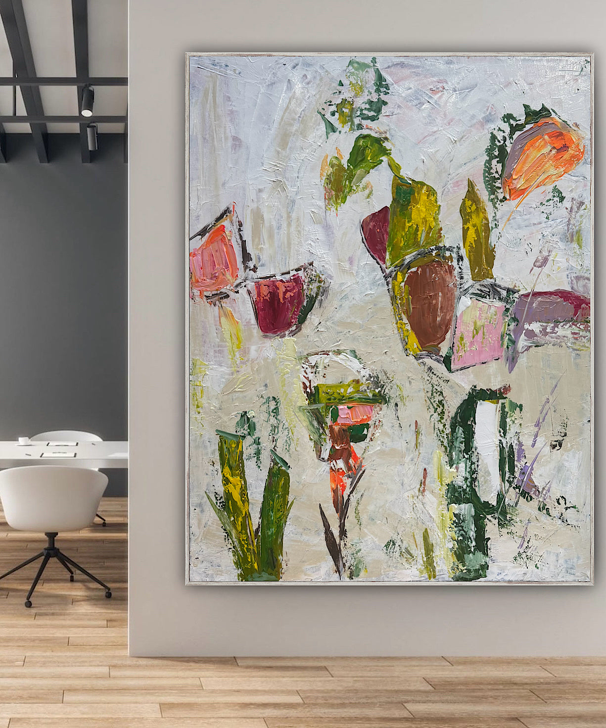 Oka Style Abstract contemporary Oil Painting On Canvas 80 x 100cm Orcia flowers