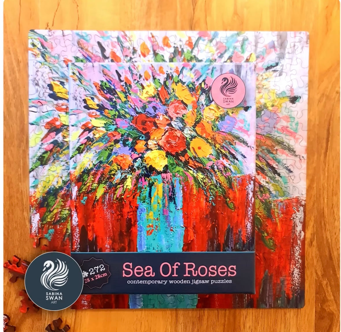 Art Wooden Puzzle for Adults Sabina Swan Art Original Jigsaw Sea of Roses