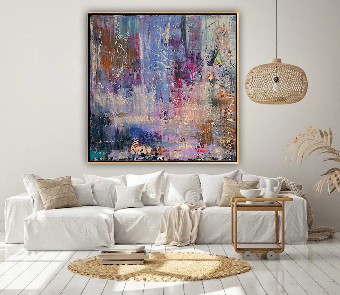 Contemporary Style Abstract Original Oil Painting on 90x90cm Canvas Palimpsest