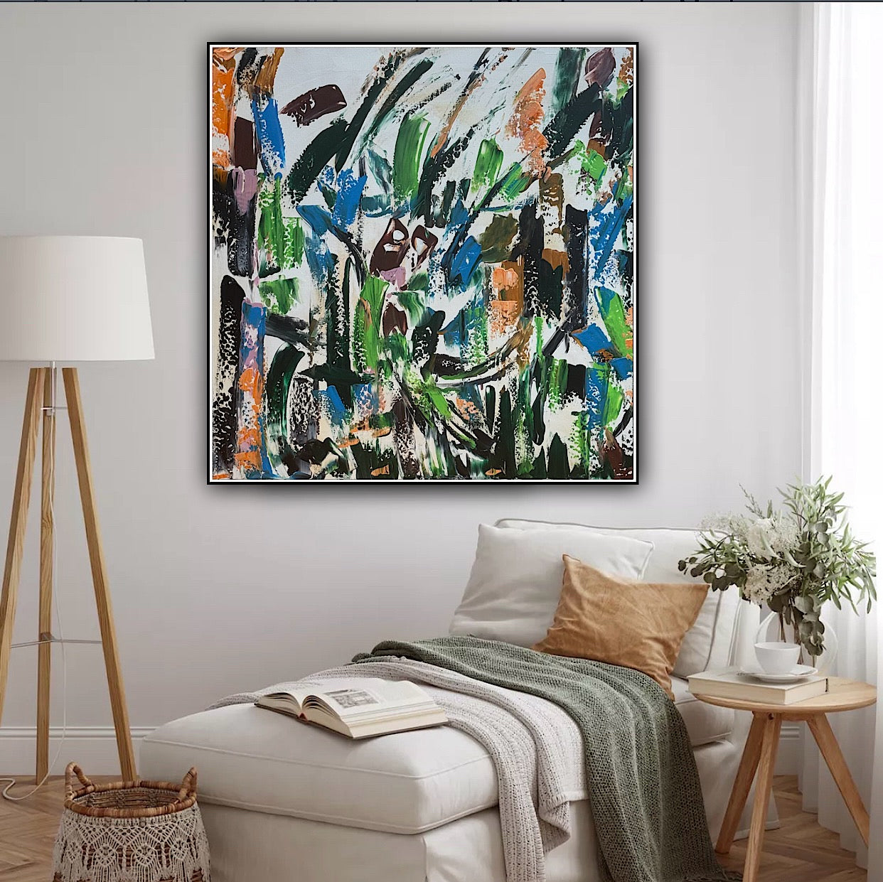 Oka Contemporary Abstract Original Oil Painting 80x80cm Whispers Of The Wind floral
