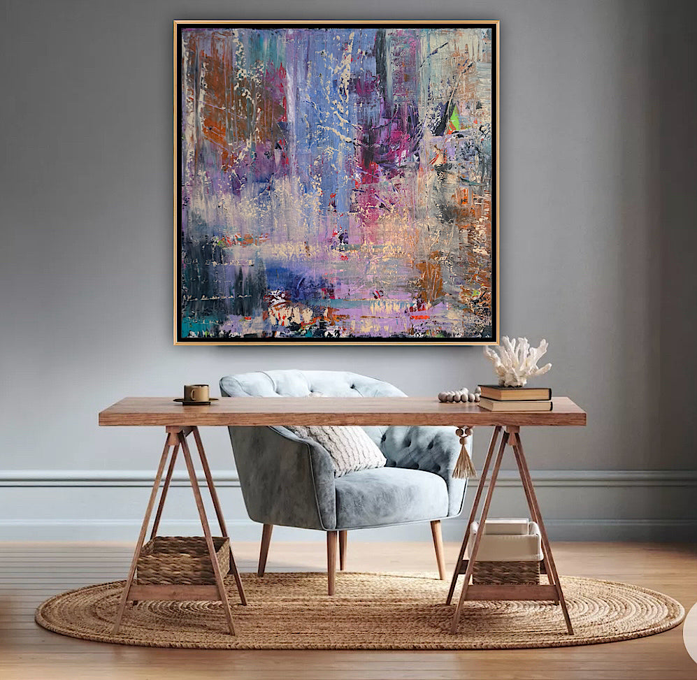 Contemporary Style Abstract Original Oil Painting on 90x90cm Canvas Palimpsest