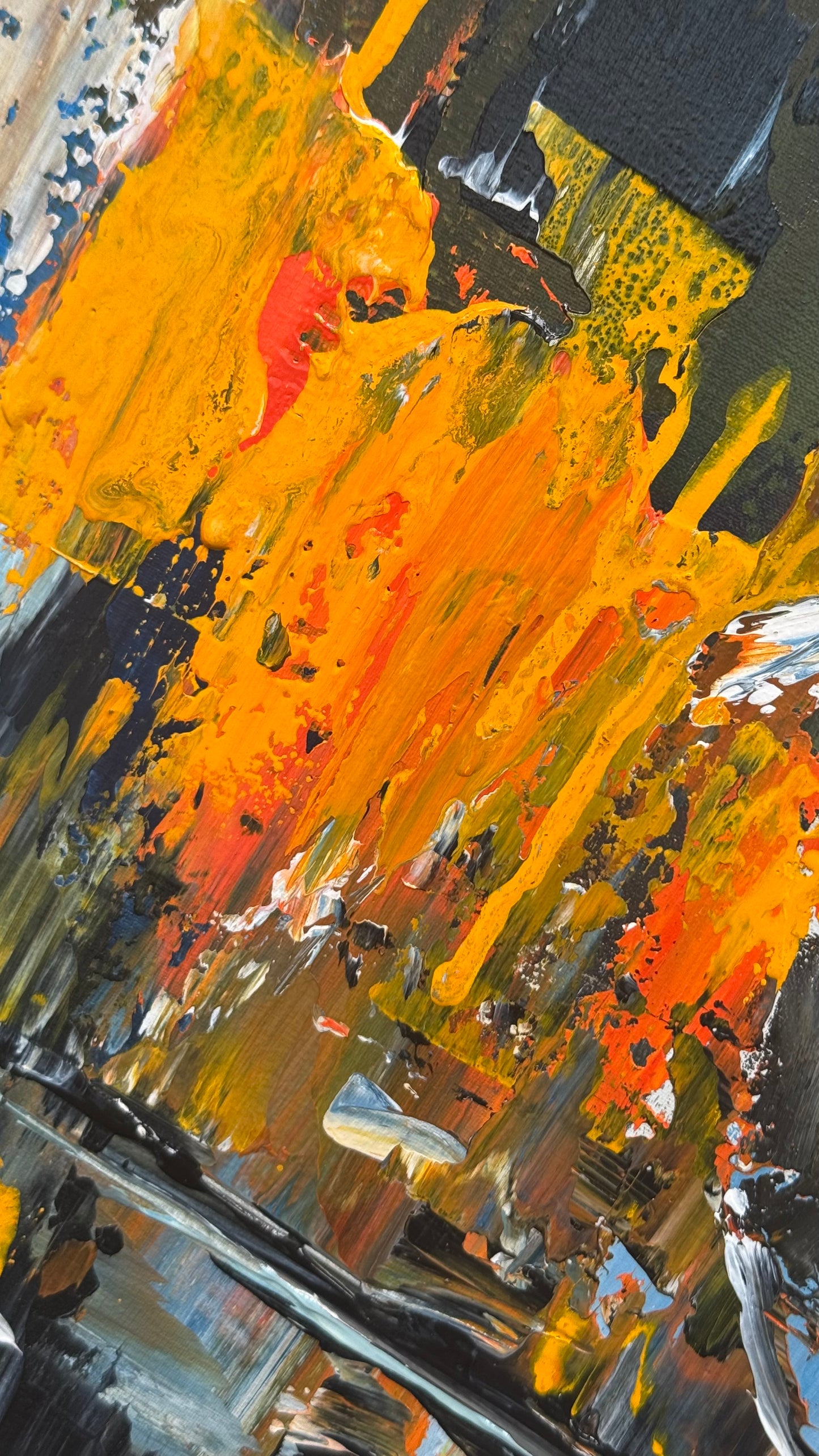 Framed Original Abstract contemporary Oil Painting On Canvas 60x50cm London Dusk Oka