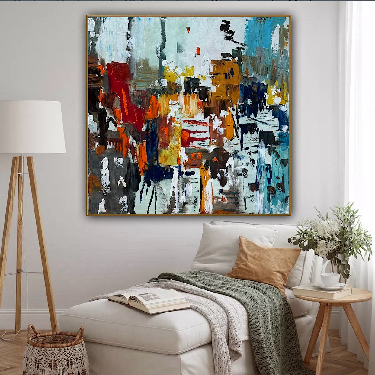 Oka Contemporary Abstract Original Oil Painting 100x100cm canvas Cityscape abstract