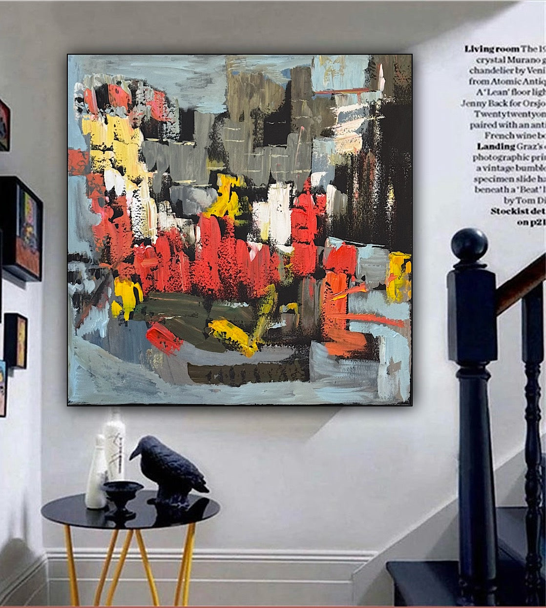 Framed in black Oka Contemporary Abstract Original Oil Painting on 70 x 70cm canvas Rome cityscape