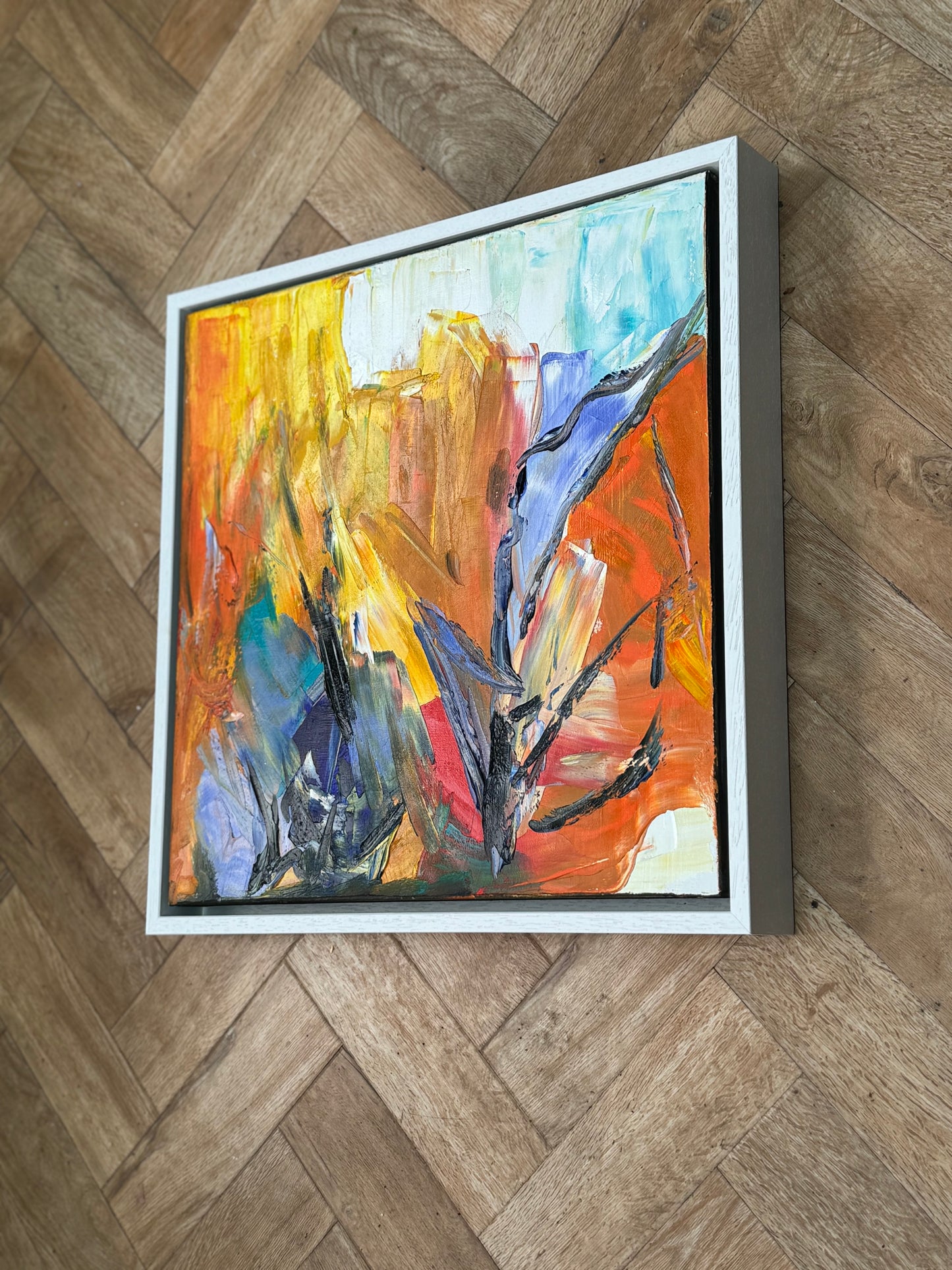 Framed Oka Contemporary Abstract Original Oil Painting serenade of seasons II floral
