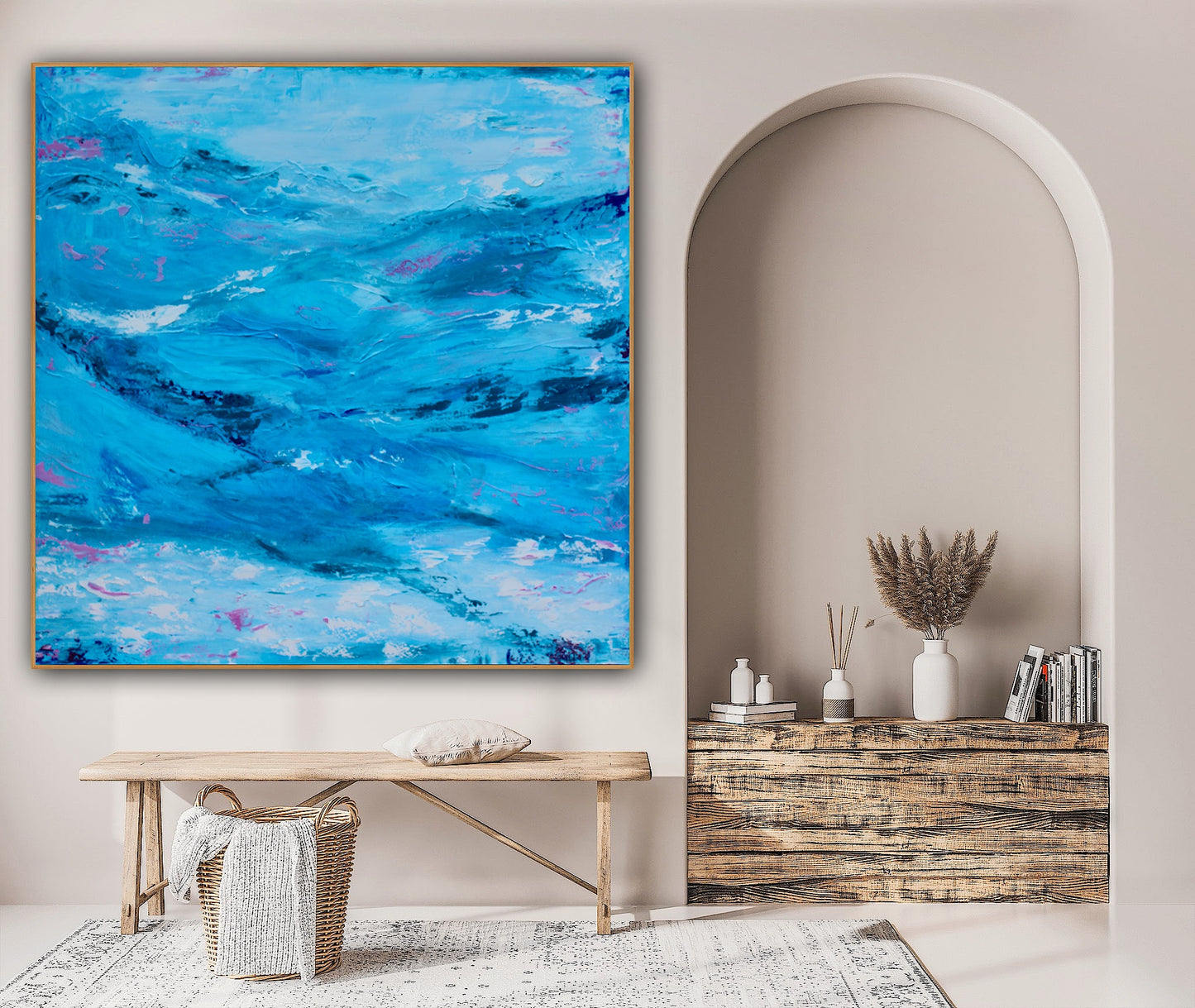 Richter StyLe Original abstract Large Oil Painting On Canvas 90x90cm Ocean time textured