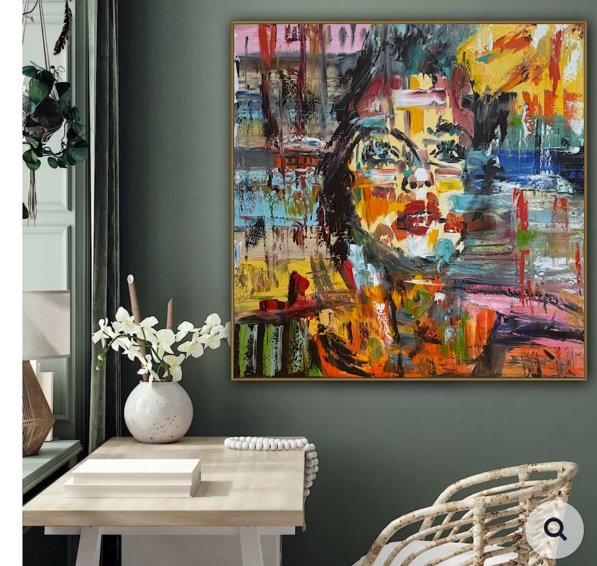 Contemporary Abstract Original Oil Painting On Canvas 80x80cm Graffiti Art Woman’s portrait