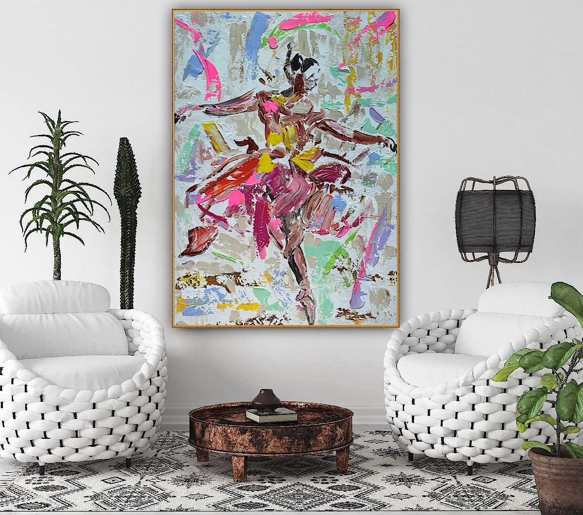 Ballet dancer Original modern Abstract Oil Painting On Canvas 85 x 60cm Oka