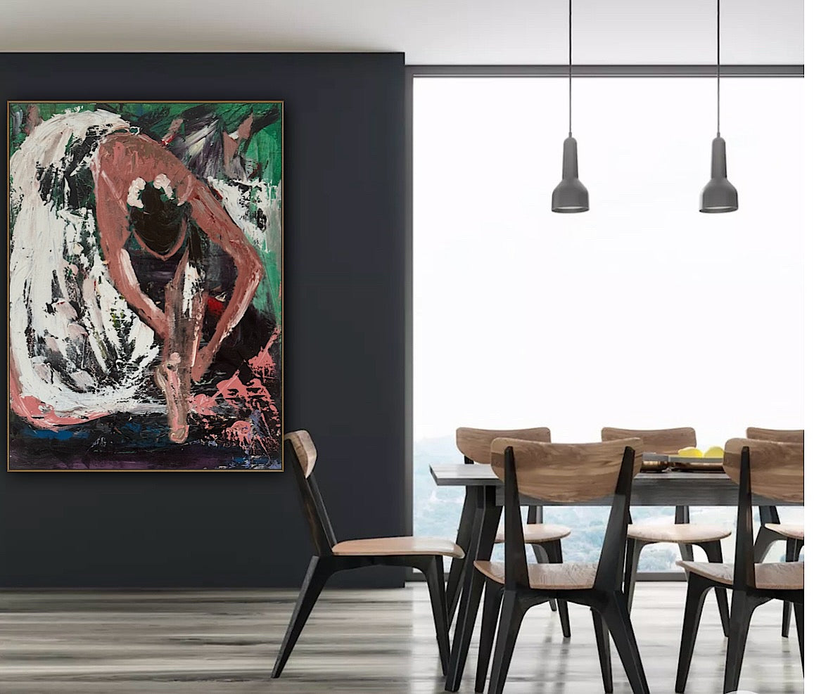 Richter original Abstract Oil Painting On 1.8cm Canvas 45x60cm Ballet Dancer