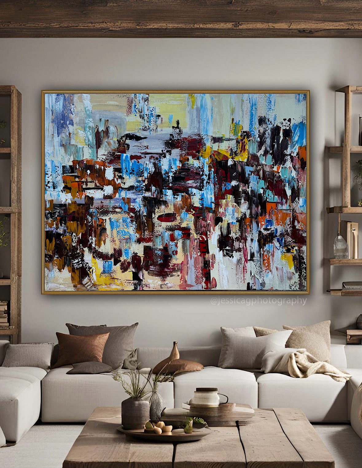 Framed Richter Original modern Abstract Oil Painting in 120x90cmCanvas Cityscape Love