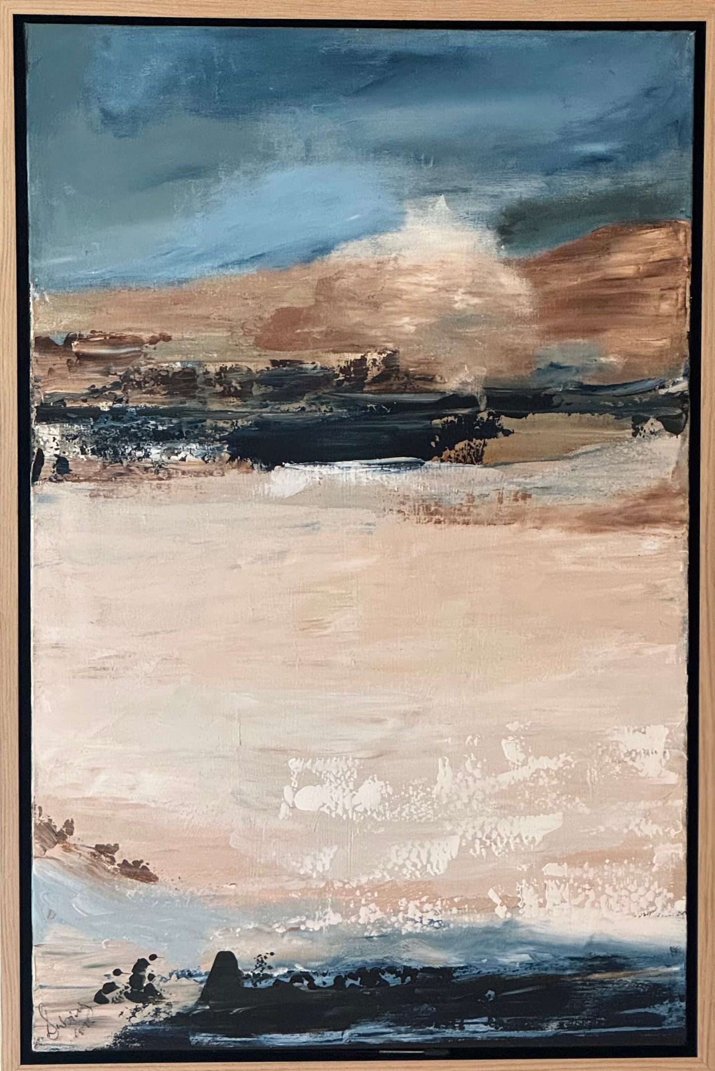Framed Original Abstract contemporary Oil Painting On Canvas 83x56cm Amalfi Coast Oka