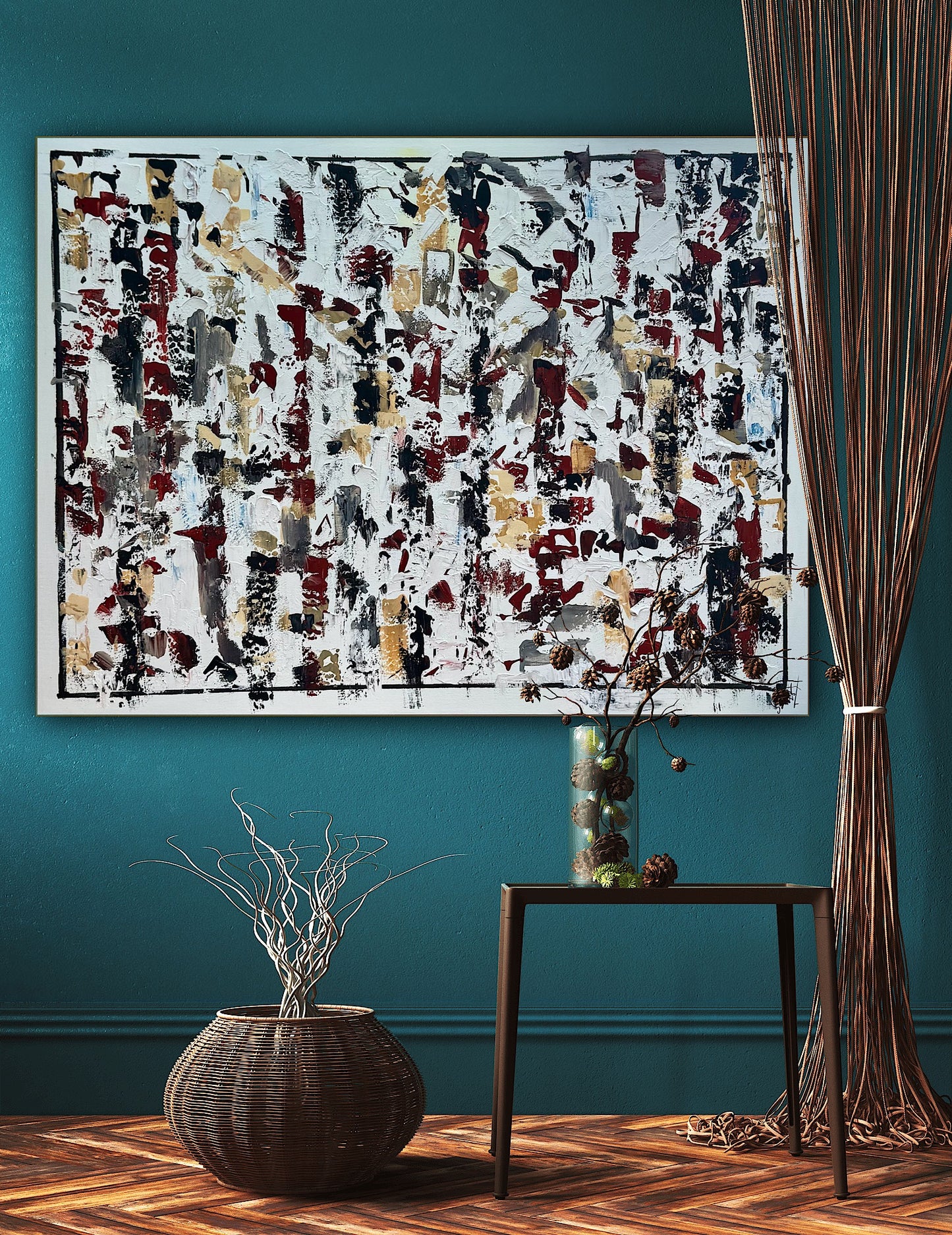 Large Abstract Original Oil Painting On 120x91cm canvas textured Veiled Wilderness