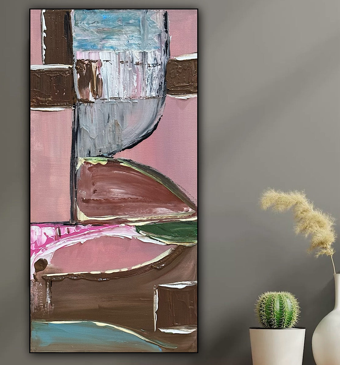 Oka Contemporary Abstract Original Oil Painting 30cm x 60cm textured Harmonic Layer