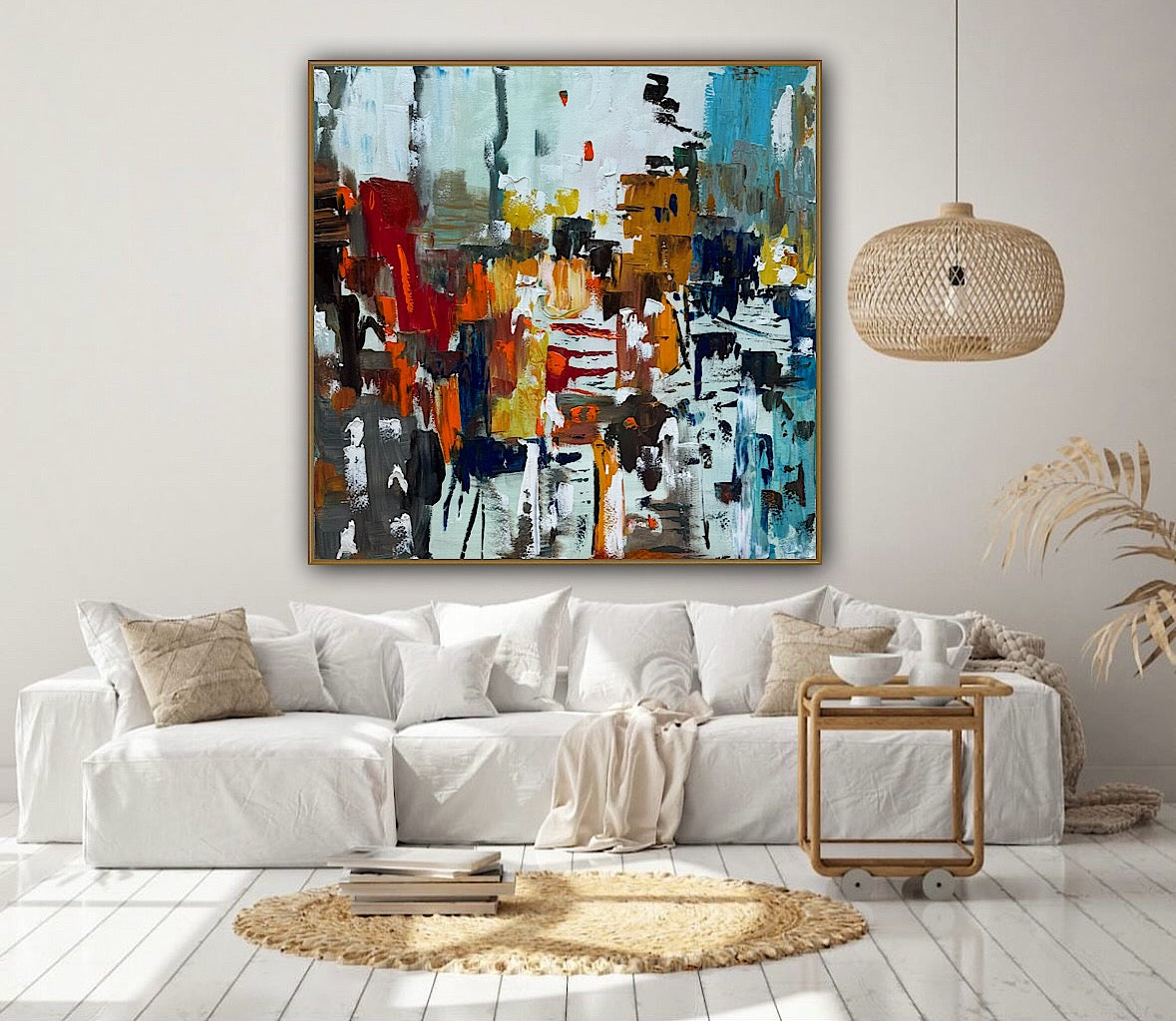 Oka Contemporary Abstract Original Oil Painting 100x100cm canvas Cityscape abstract