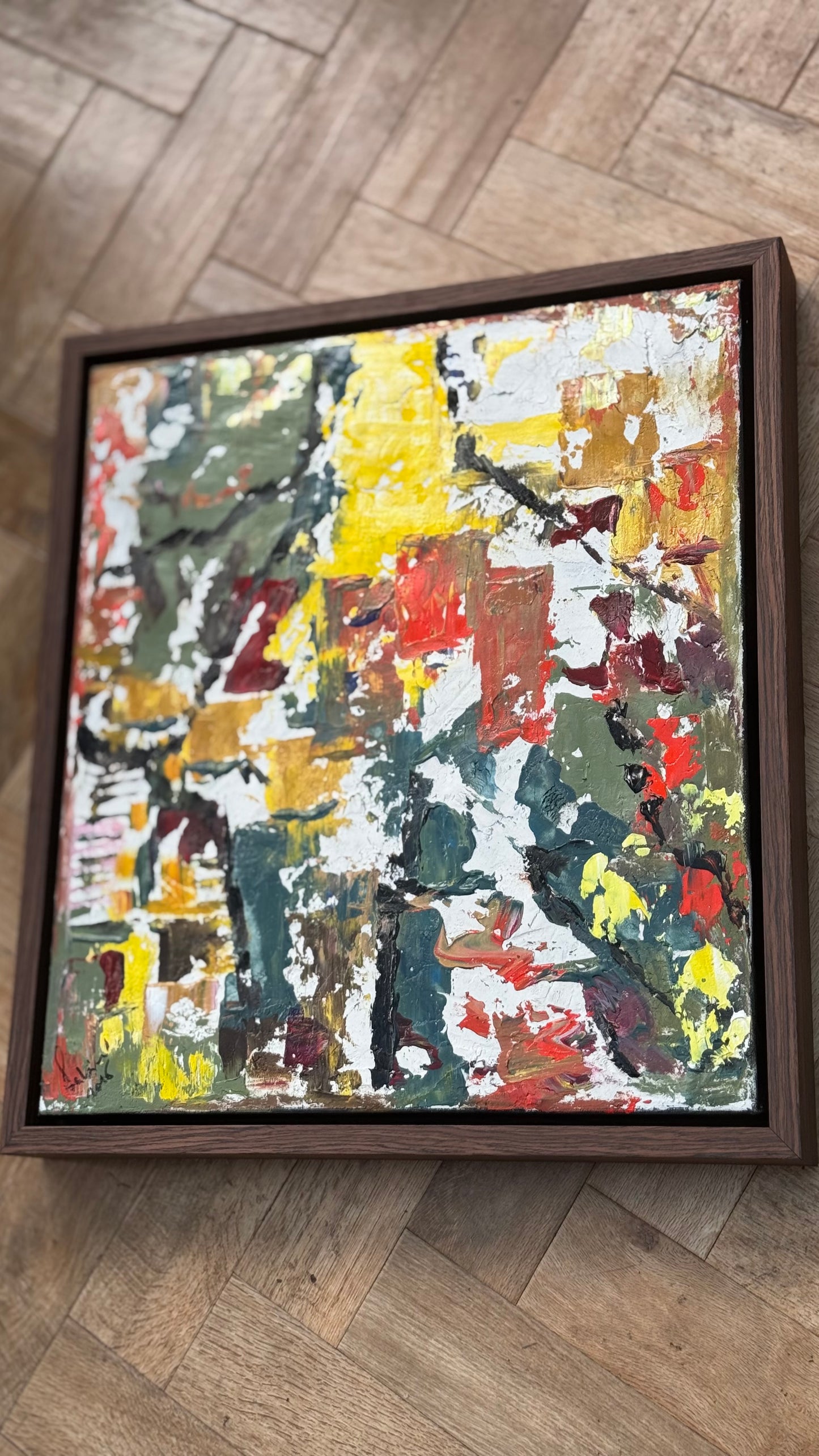 Framed Original Abstract contemporary Oil Painting On Canvas 47x53cm Summer in Venice Oka