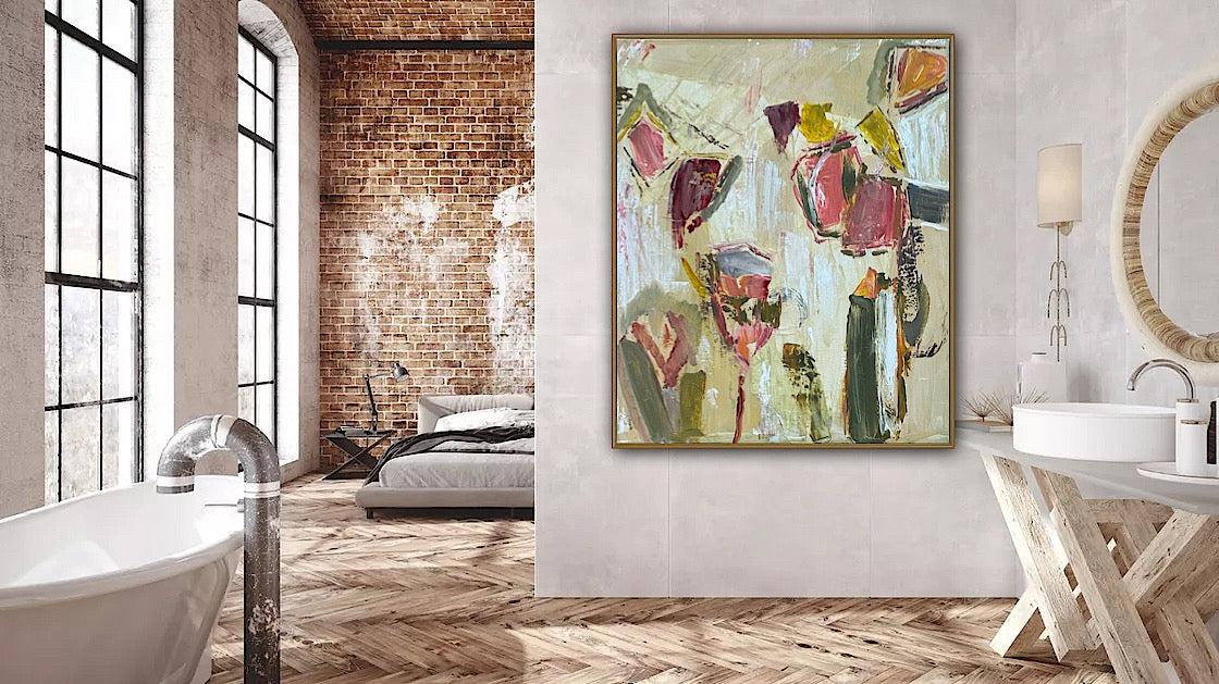 Oka Style Abstract contemporary Oil Painting On Canvas 50 x 60cm Orcia flower