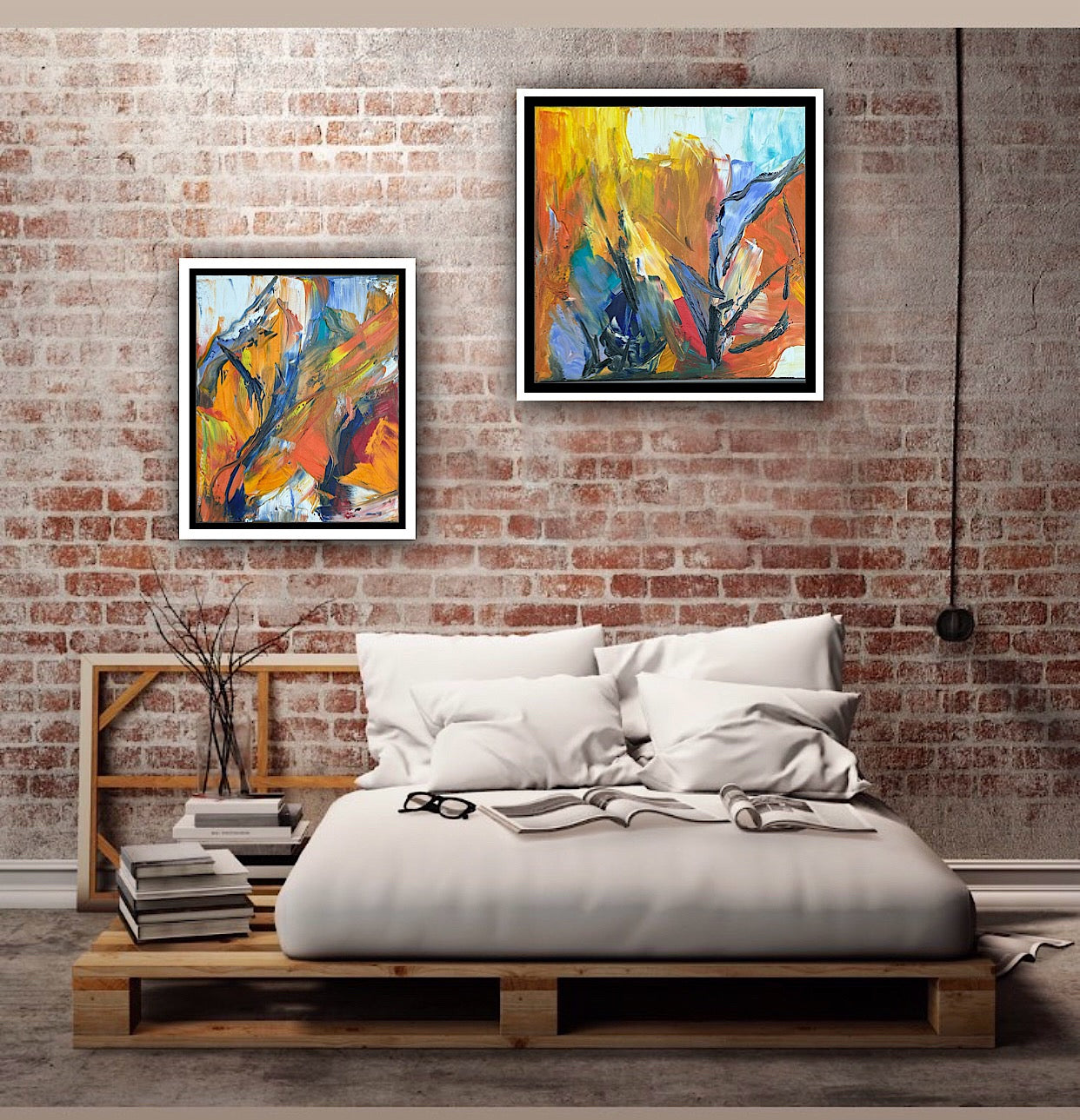Framed Oka Contemporary Abstract Original Oil Painting serenade of seasons II floral