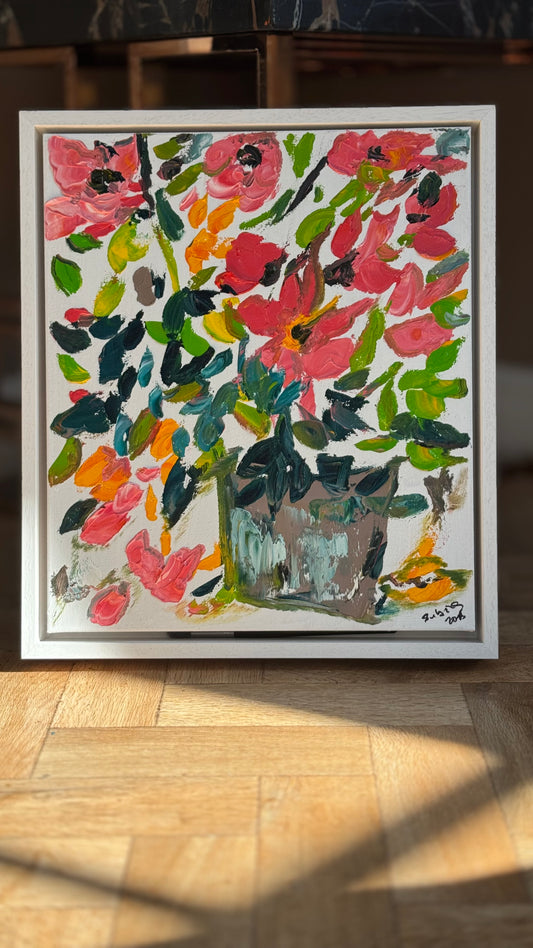 Framed Original Abstract contemporary Oil Painting On Canvas 45x40cm Floral dream textured Oka