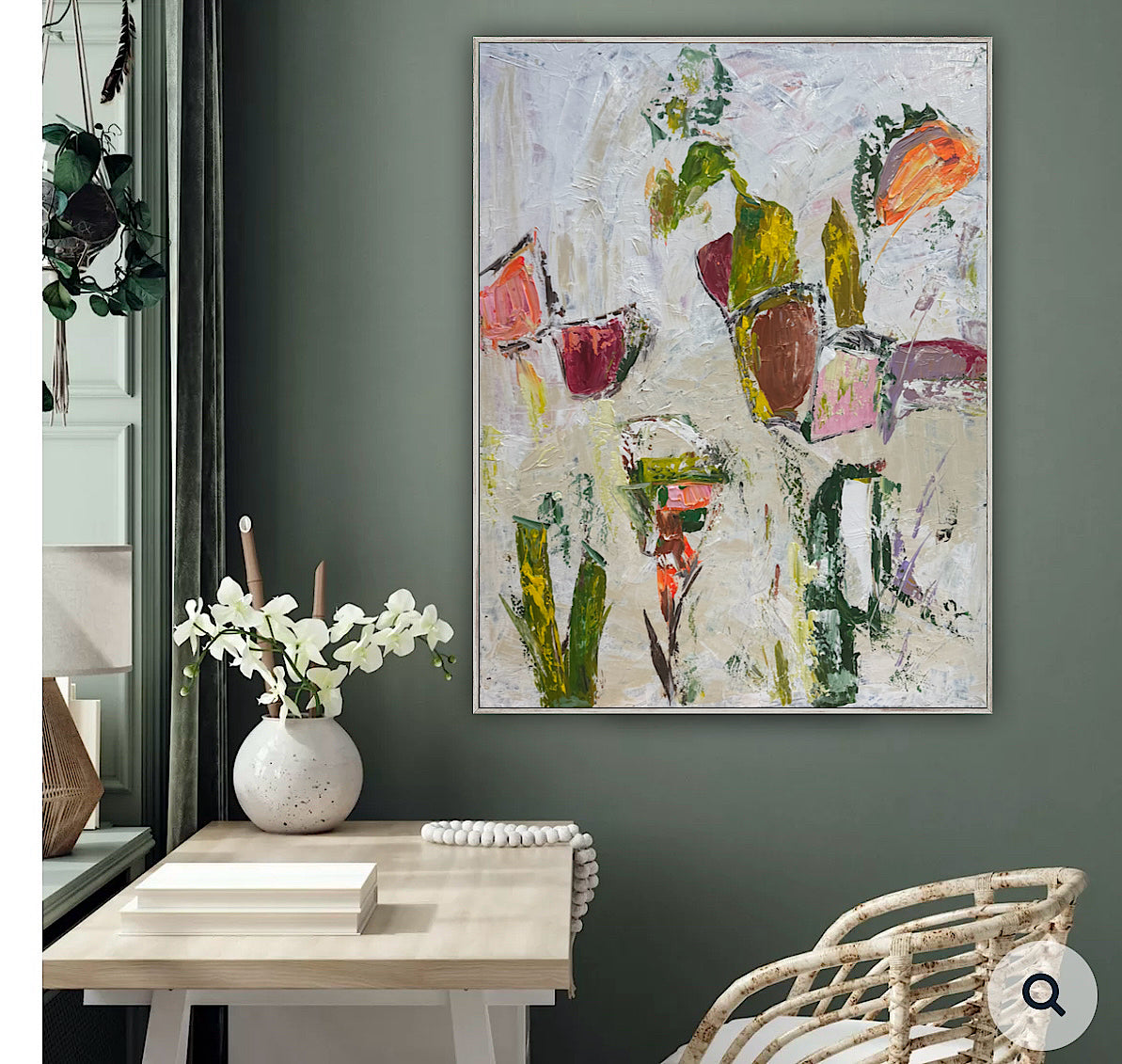 Oka Style Abstract contemporary Oil Painting On Canvas 80 x 100cm Orcia flowers