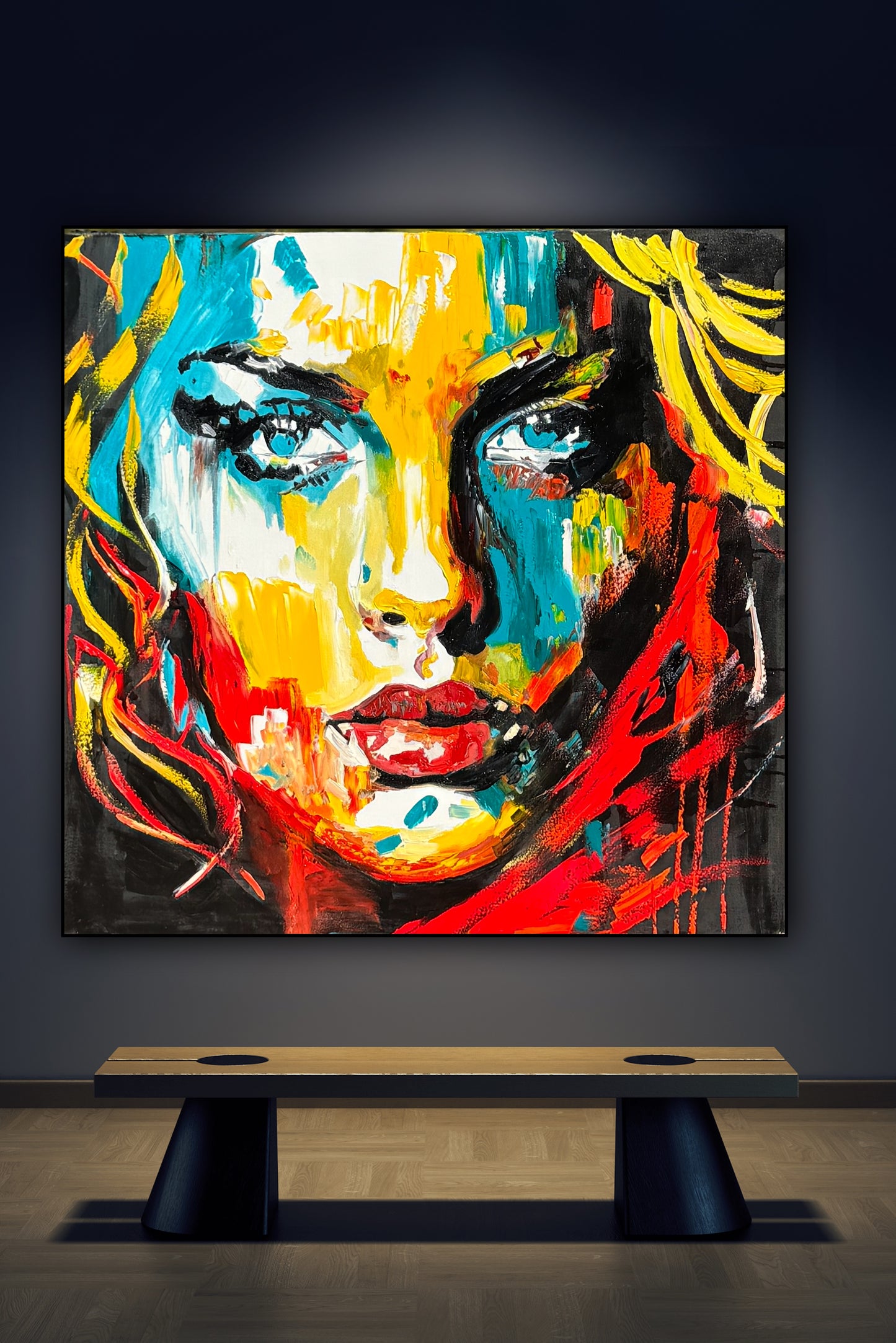 Richter Style Abstract Original Oil Painting On 100 x 100cm canvas Beauty Queen woman portrait