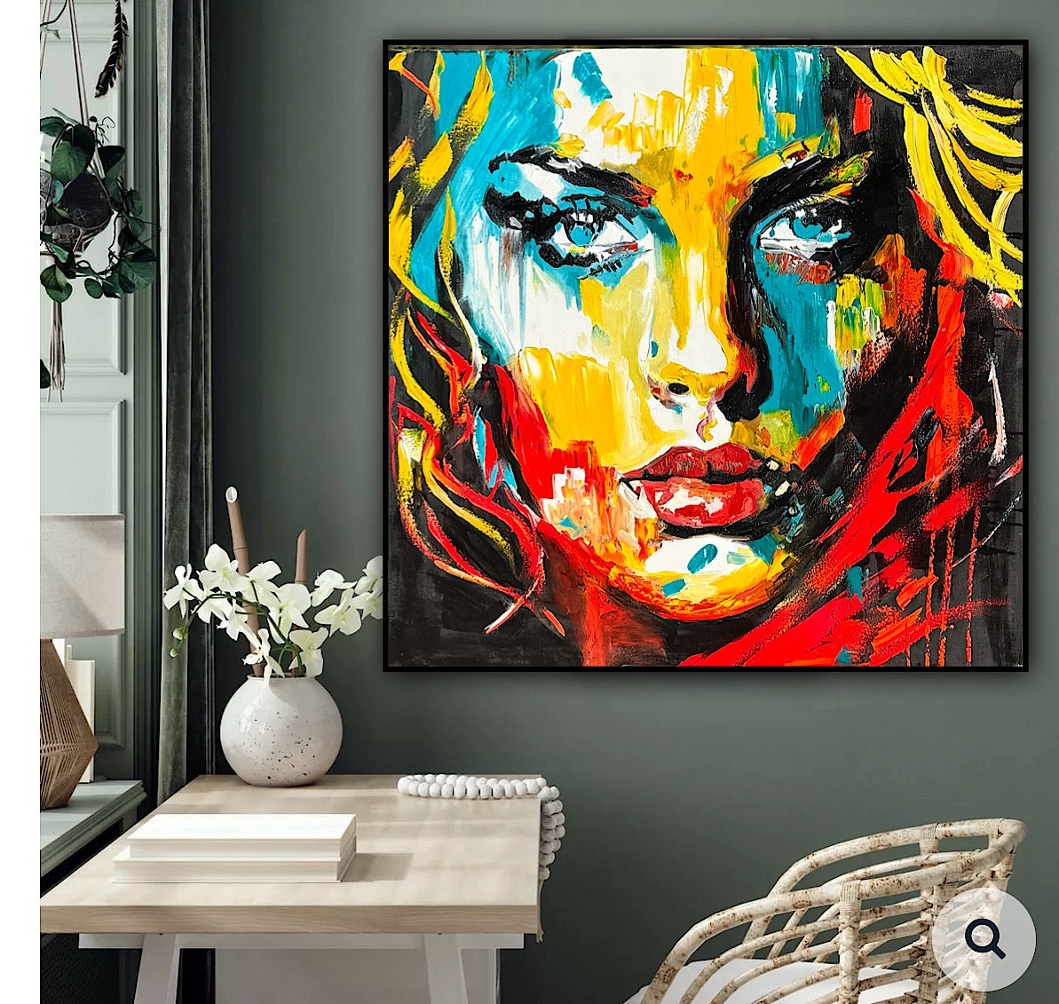 Richter Style Abstract Original Oil Painting On 100 x 100cm canvas Beauty Queen woman portrait