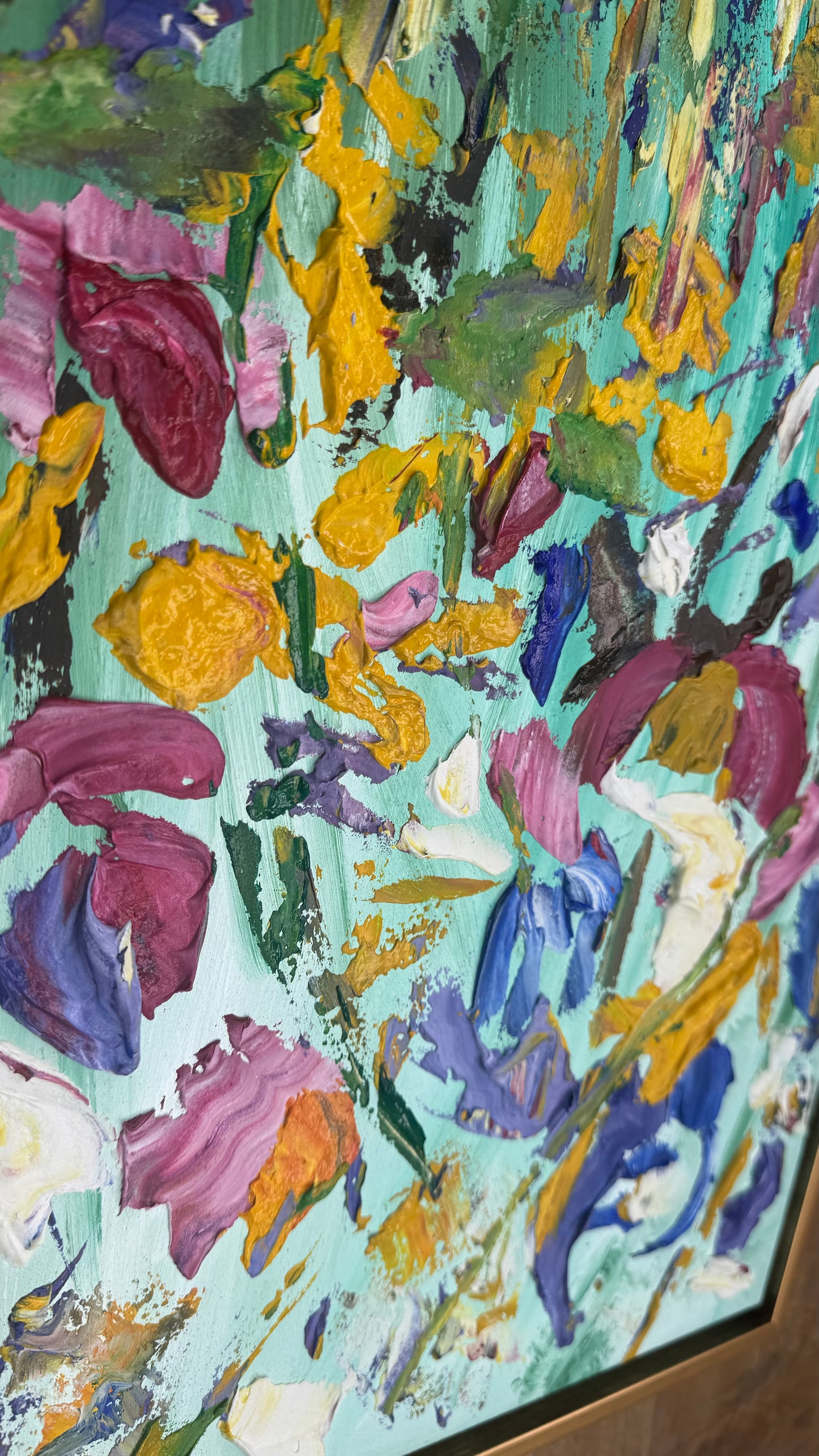 Framed in gold Textured Original Abstract Oil Painting On Canvas 50 x 40cm Eden Gardens