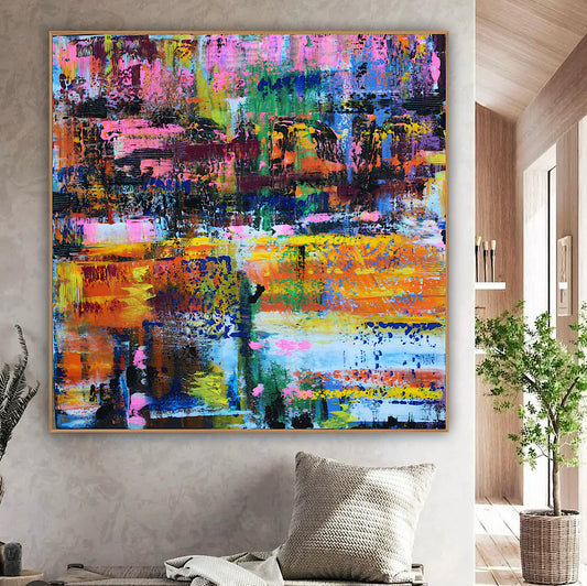 Oka Contemporary Abstract Original Oil Painting On Canvas 80x80cm  “Luminous Echoes”