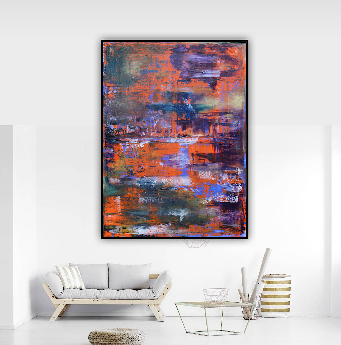 Large Abstract Original Oil Painting On 100x80cm canvas Oka Reflections