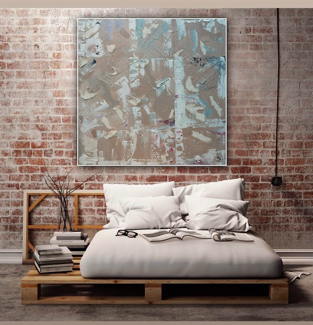 Oka Contemporary Abstract Original Oil Painting 80 x 80cm textured Mountains