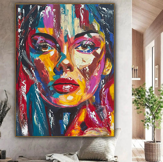Contemporary Abstract Original Oil Painting On Canvas 80x60cm Poser Within Woman’s portrait