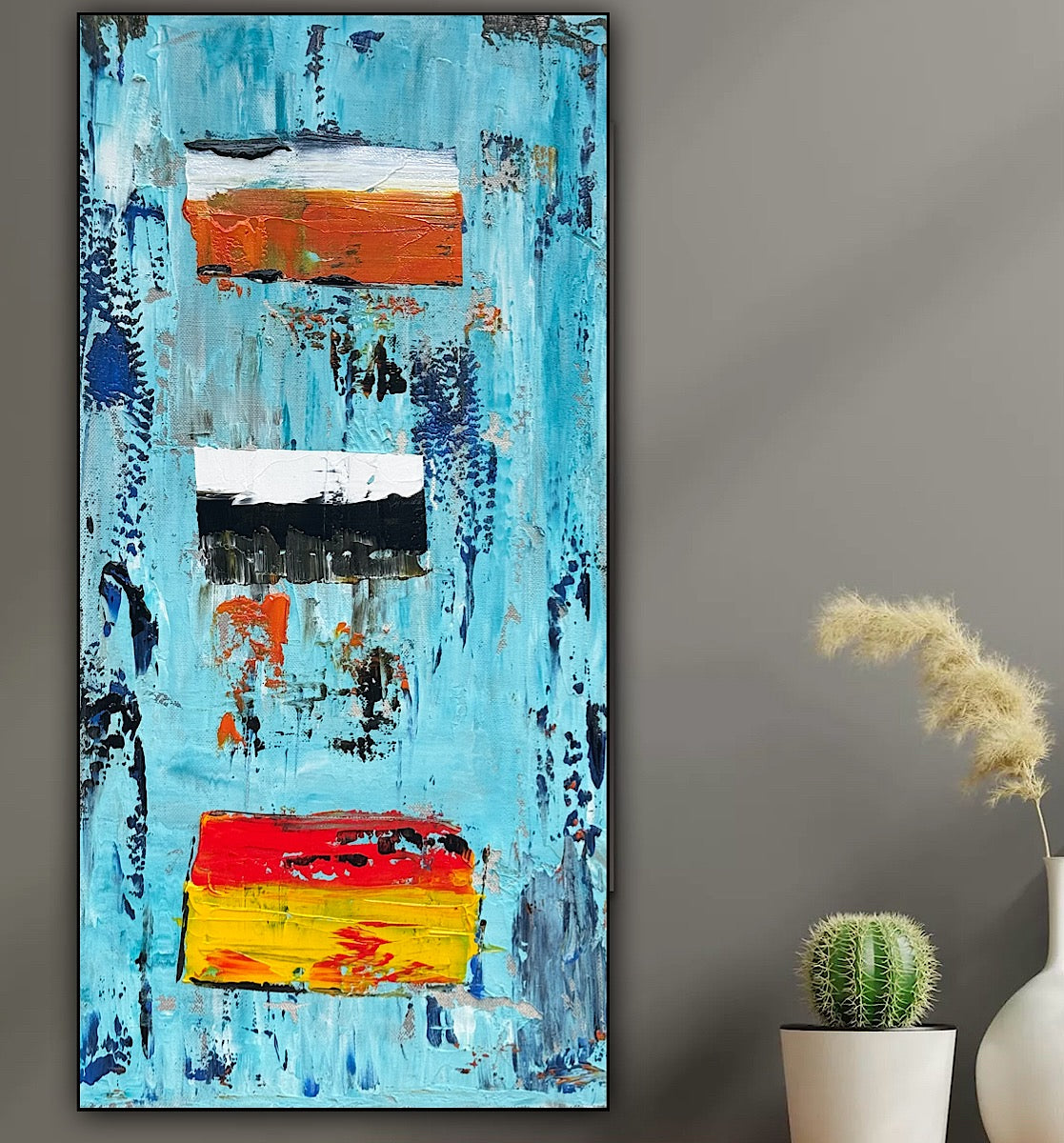 Oka Contemporary Abstract Original Oil Painting 30cm x 60cm textured Essenes of Strength