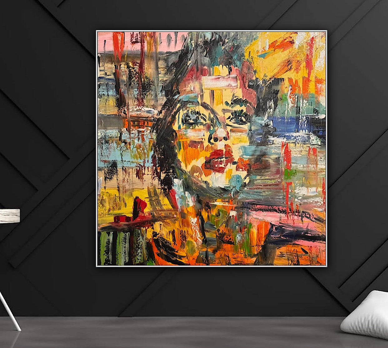 Contemporary Abstract Original Oil Painting On Canvas 80x80cm Graffiti Art Woman’s portrait