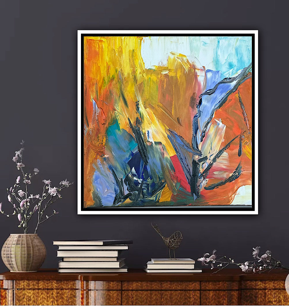 Framed Oka Contemporary Abstract Original Oil Painting serenade of seasons II floral