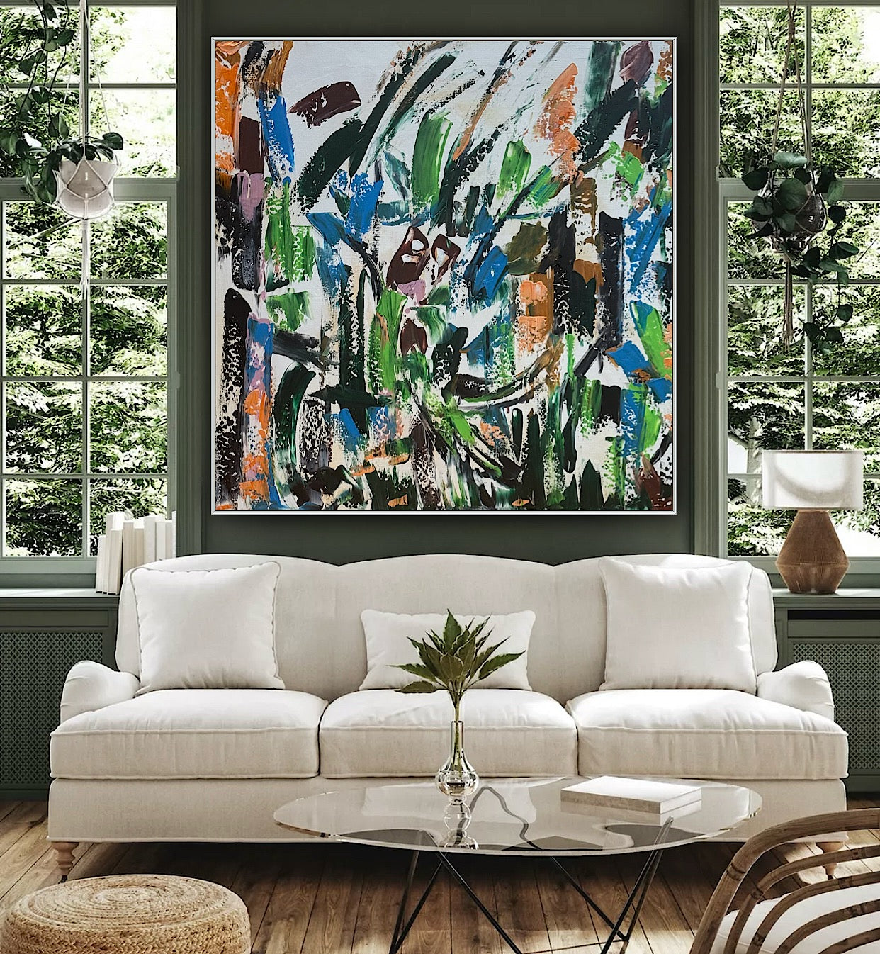 Oka Contemporary Abstract Original Oil Painting 80x80cm Whispers Of The Wind floral