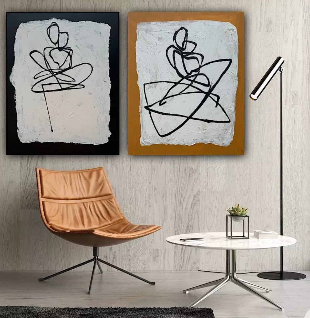 Oka Design Contemporary Abstract Original Oil Painting On 80 x 60cm Canvas Lovers nude
