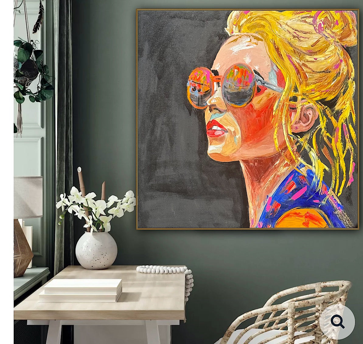 Richter Style Abstract Original Oil Painting On 100 x 100cm canvas Sunshine blondie woman portrait