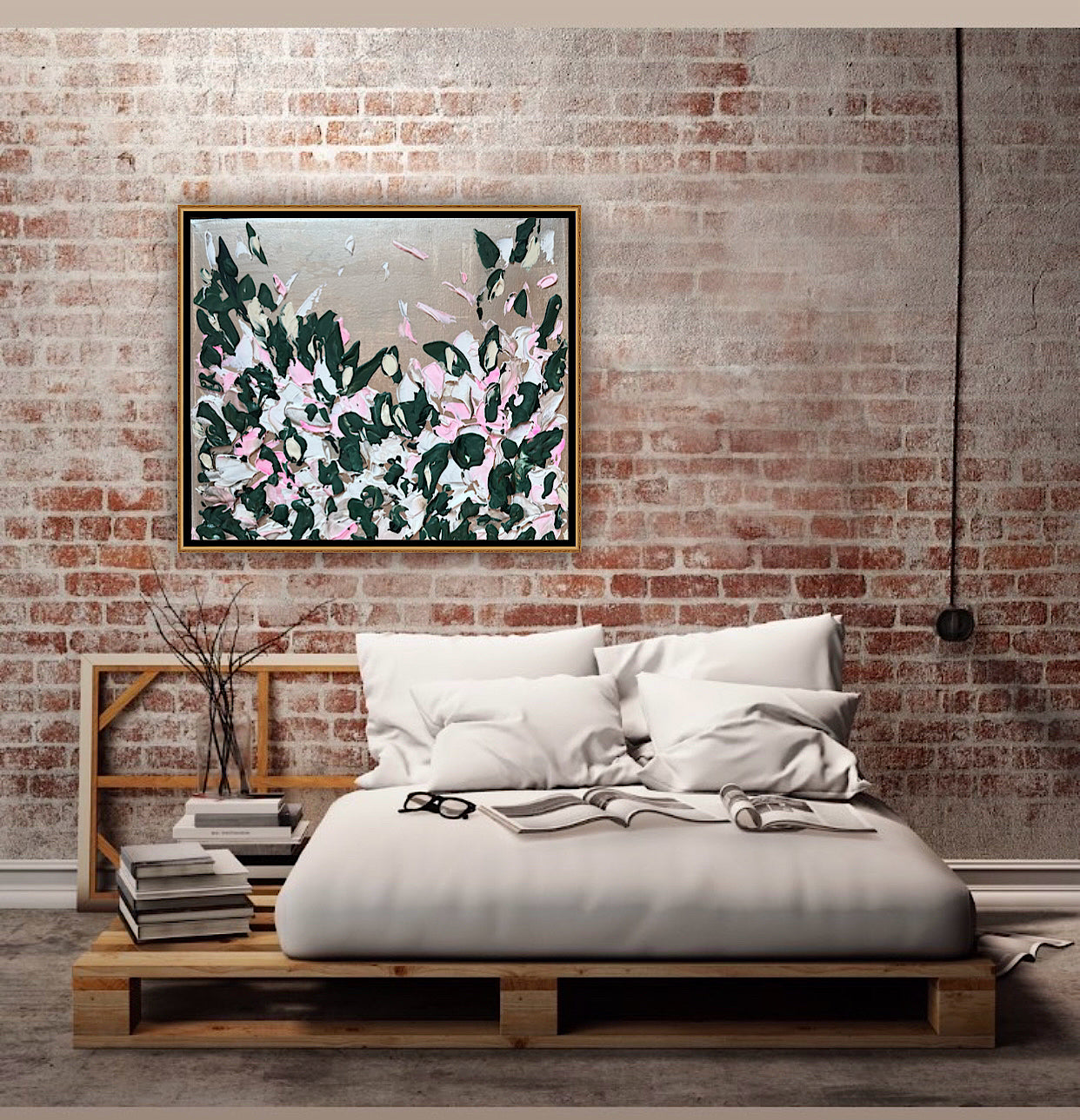 Framed Original Abstract contemporary Oil Painting On Canvas 45x40cm Eden Gardens II Oka